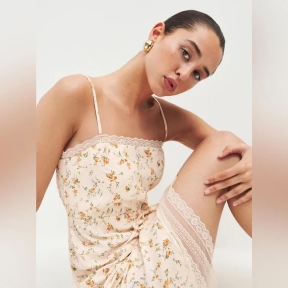 Reformation Neena Linen Dress Julius - Size 6 - Picture 2 of 15